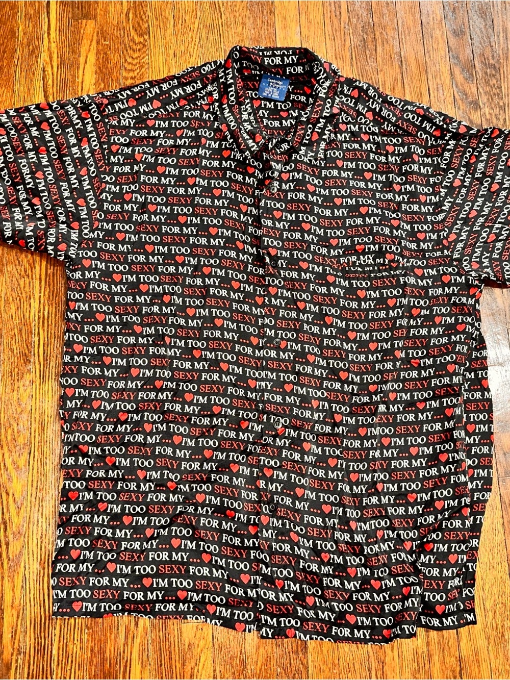 Men’s Large 100% Silk I’m Too Sexy For My… Button Down Cambridge Classics Shirt